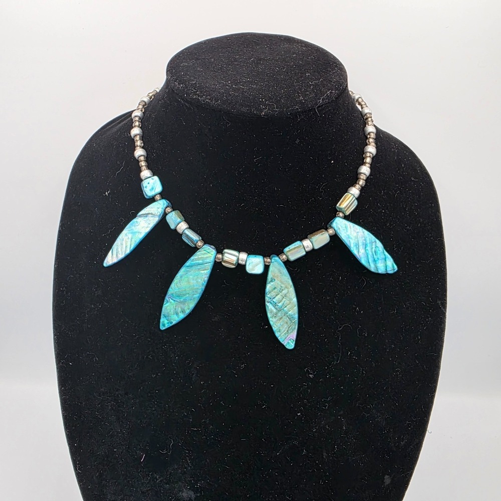 Womens Spiky Strand Turquoise Shell Necklace Boho Summer Ethnic 17"